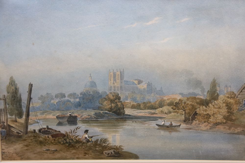 John Varley (1778-1842), watercolour, View of Beverley Minster, signed and dated 1830, 27 x 41cm